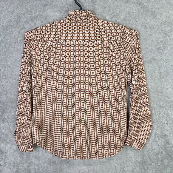 Womens Ann Taylor Loft Geometric Print Blouse Button Down 100% Polyester Size M - Picture 4 of 7